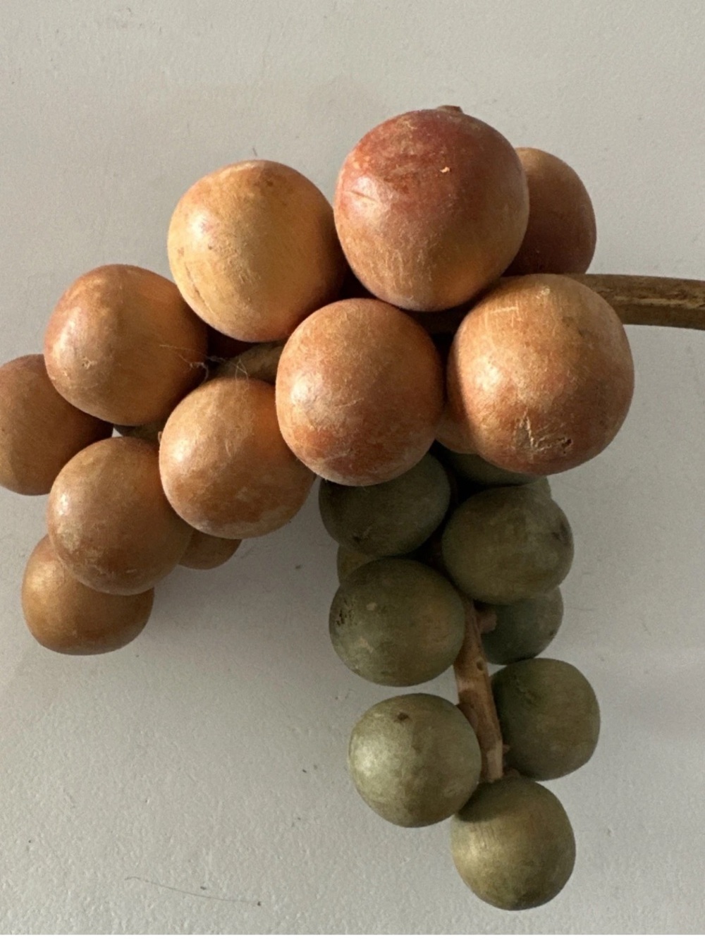 2 Vintage MCM Carved Natural WOOD GRAPE'S Cluster Bunch